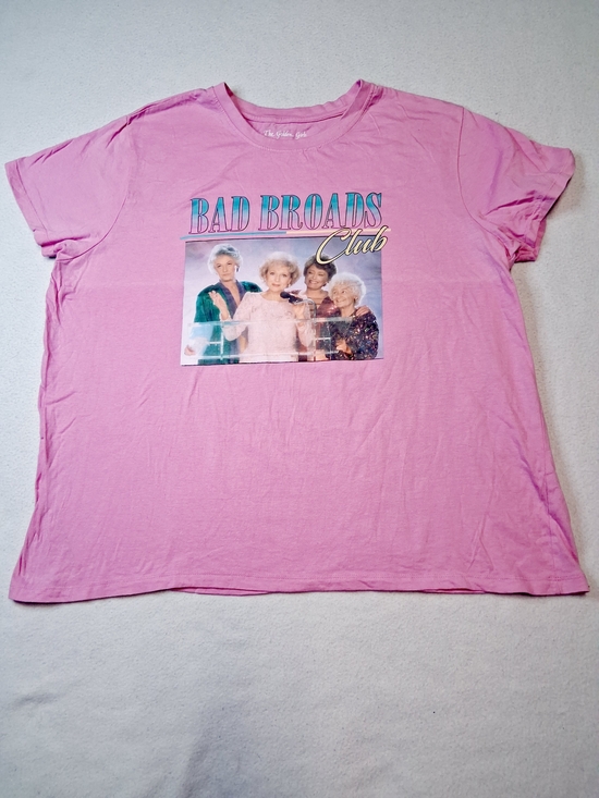 the golden girls Tops - Pink "Bad Broads Club" Graphic Short Sleeve Tee - The Golden Girls Style